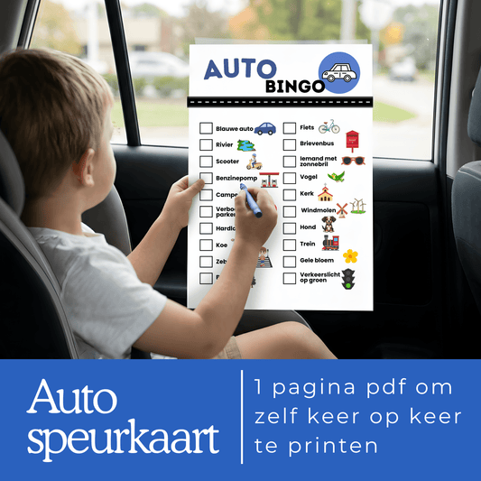 leuke autobingo speurkaart voor plezier in de auto, 1 pdf om te printen