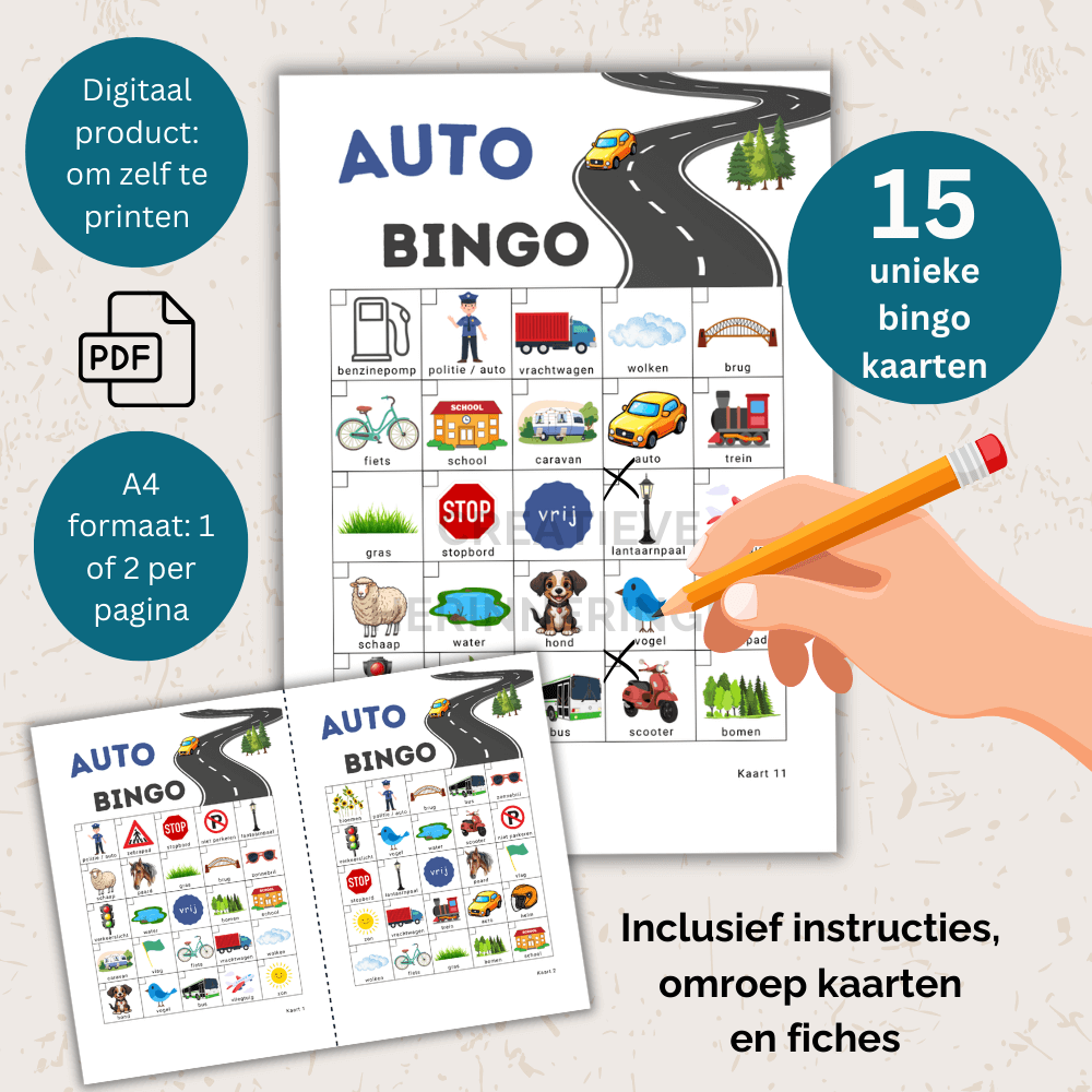 Autospelletjes die kinderen onderweg laten zoeken naar plaatjes en deze thuis omtoveren tot een bingo spelletje