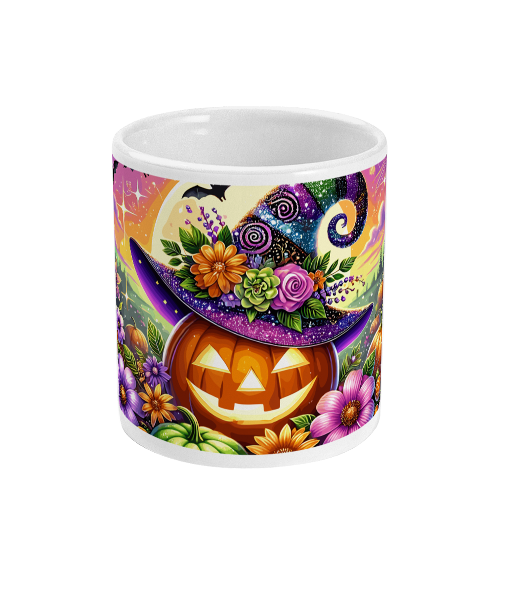 Halloween mok magisch halloween pompoen glitters