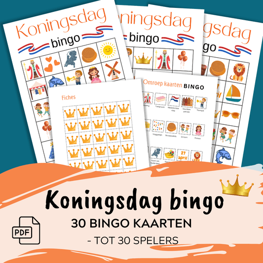 Perfect voor Koningsdag activiteiten thuis of op school: bingo met 30 kaarten