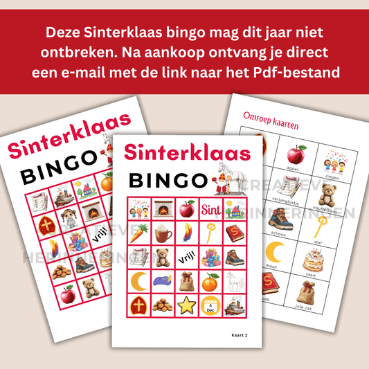 Uit te printen Sinterklaas bingo kaarten set met 30 unieke kaarten
