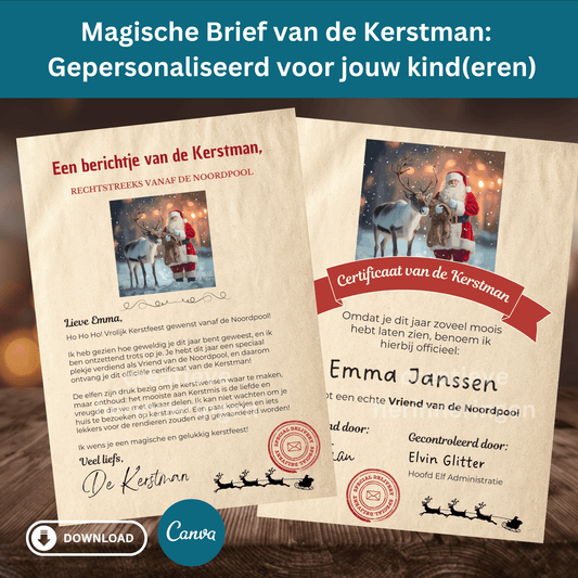 Brief van de Kerstman met naam van je kind (digitaal product)