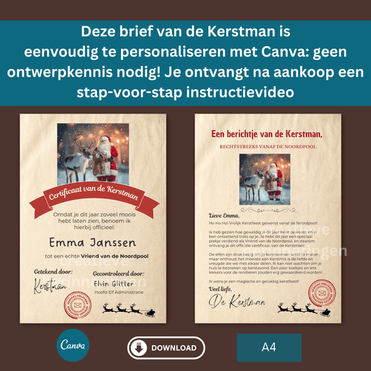 Brief van de Kerstman met naam van je kind (digitaal product)