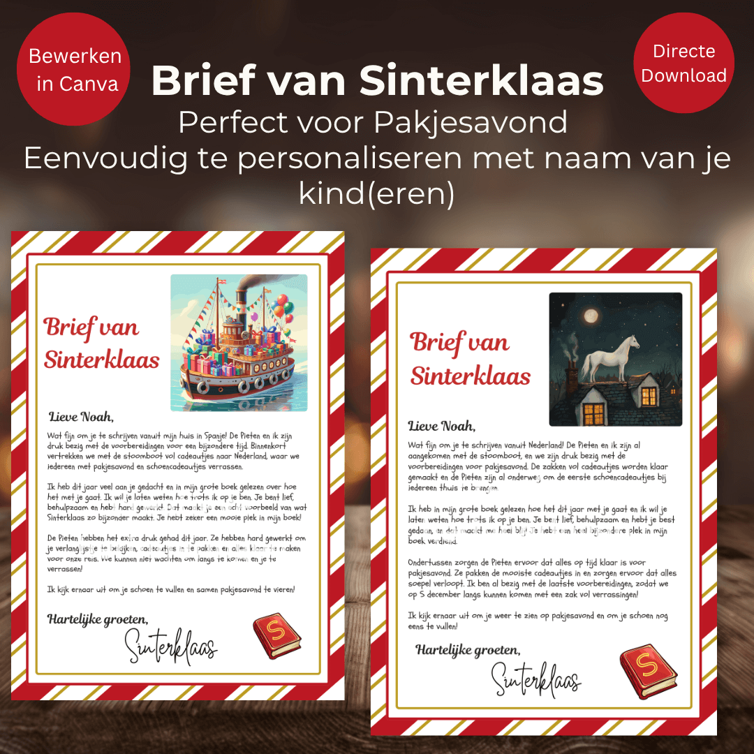Personaliseer deze brief van Sint eenvoudig met dit sjabloon met de naam van je kinderen