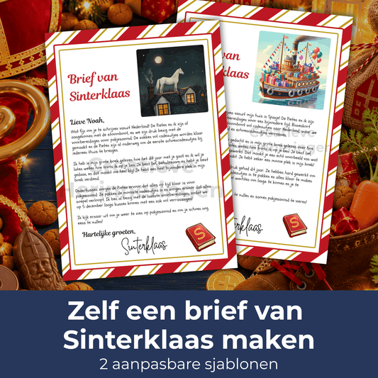 Twee aanpasbare sjablonen om zelf een brief van Sinterklaas te maken.
