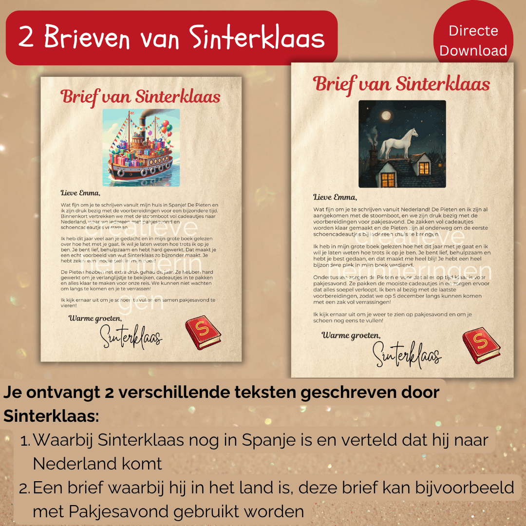 Brief van Sinterklaas sjabloon om te downloaden, naam van je kind in te vullen en te printen