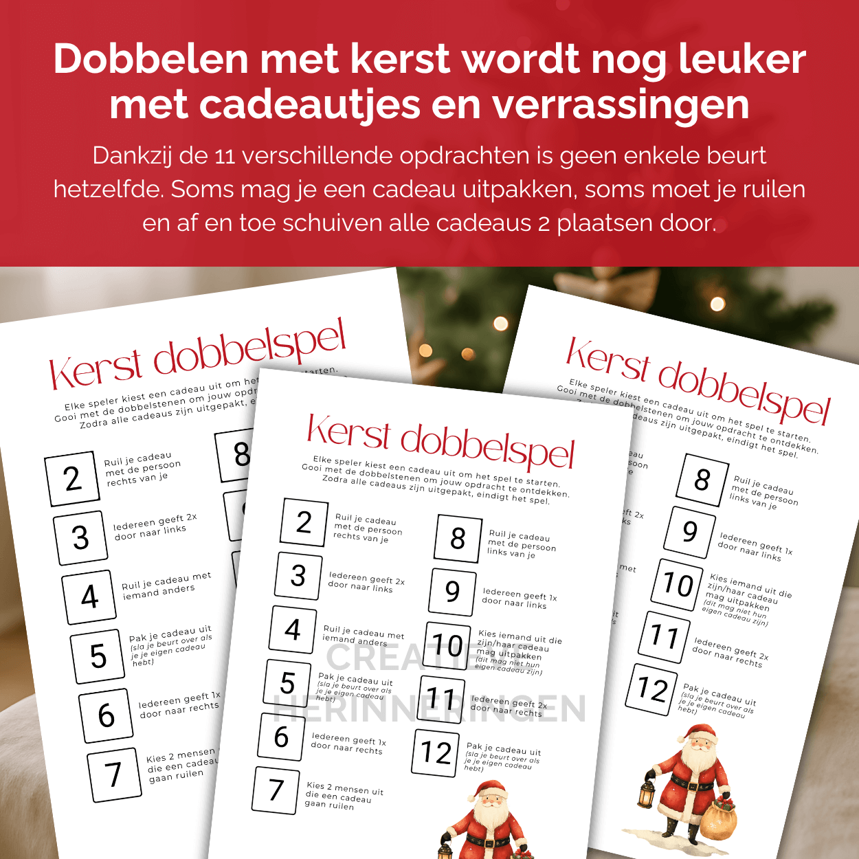 Dobbelspel kerst met 2 dobbelstenen voor extra veel verrassingen