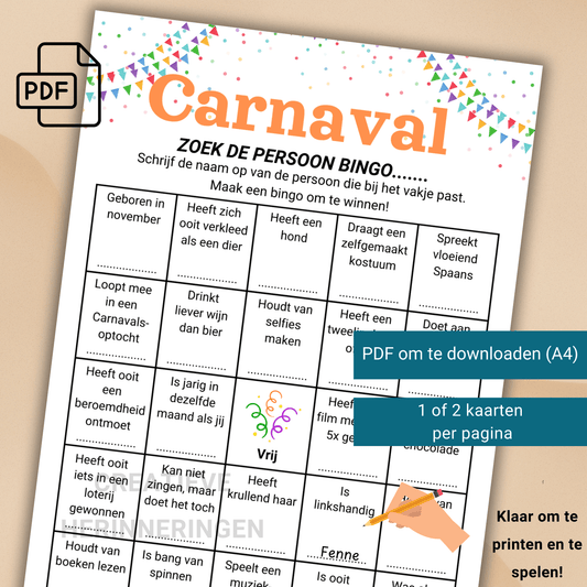 Carnaval Mingle Bingo – het leukste interactieve spel voor Carnaval