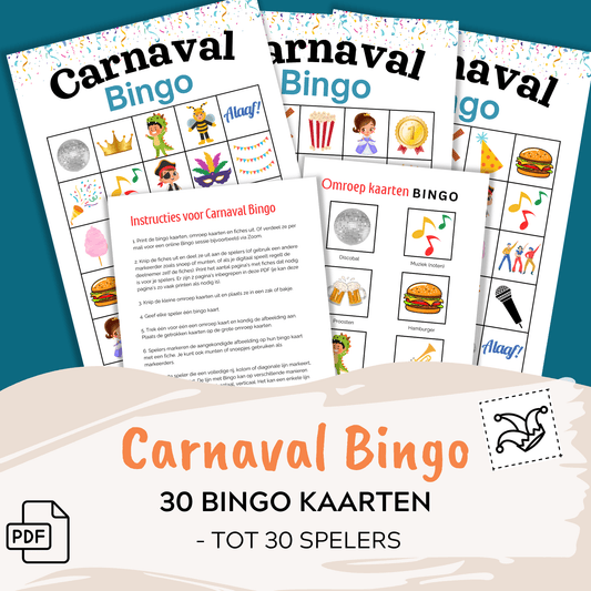 Carnaval spelletje voor scholen, feestjes en familie – print en speel direct met maximaal