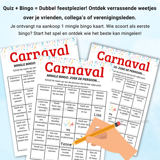 Carnavals Quiz & Mingle Bingo voor het Carnavalsfeest – leer iedereen kennen