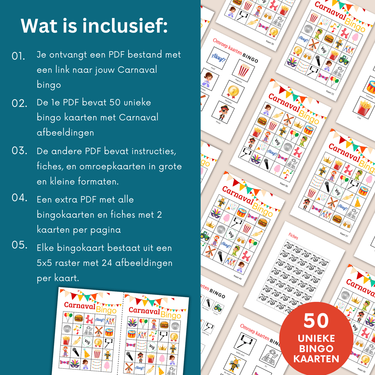 Carnavalsbingo downloaden – het leukste digitale bingo spel, te spelen tot 50 personen