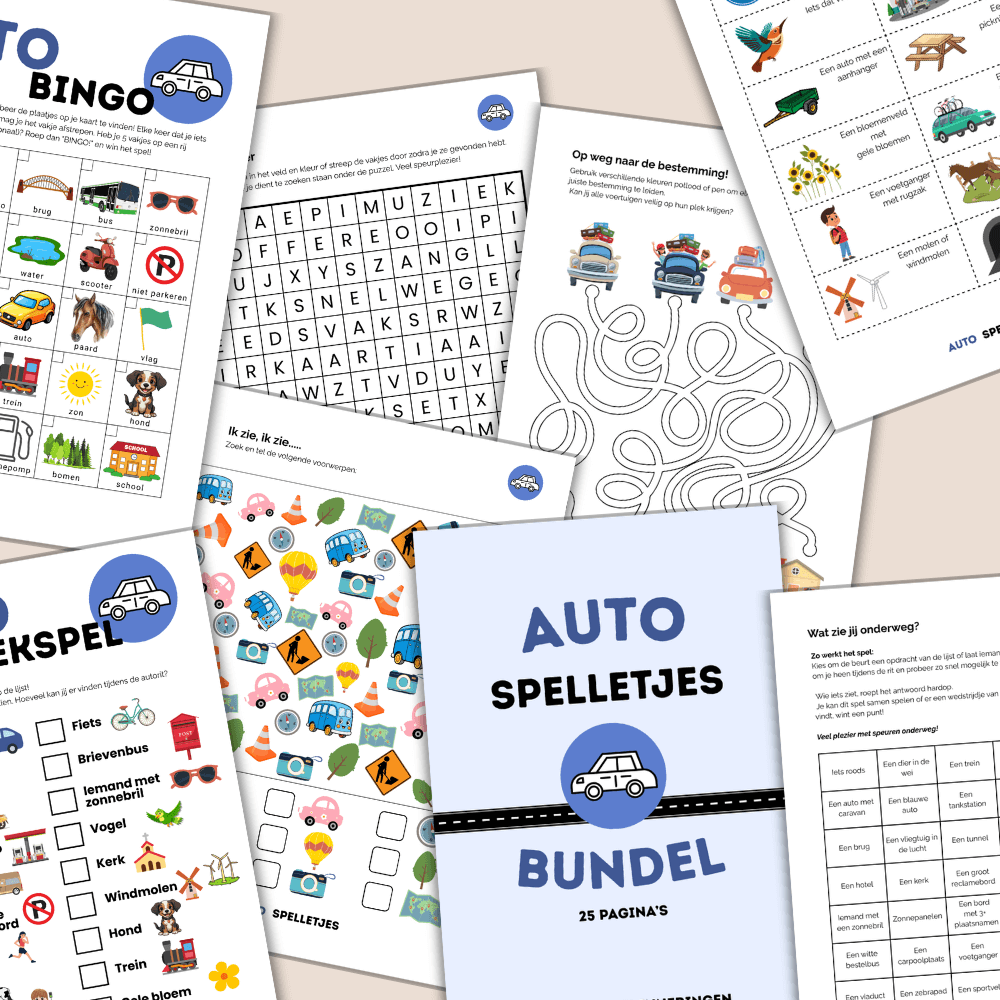 Creatieve auto spellen die kinderen zelfstandig kunnen spelen in de auto, maar ook samen