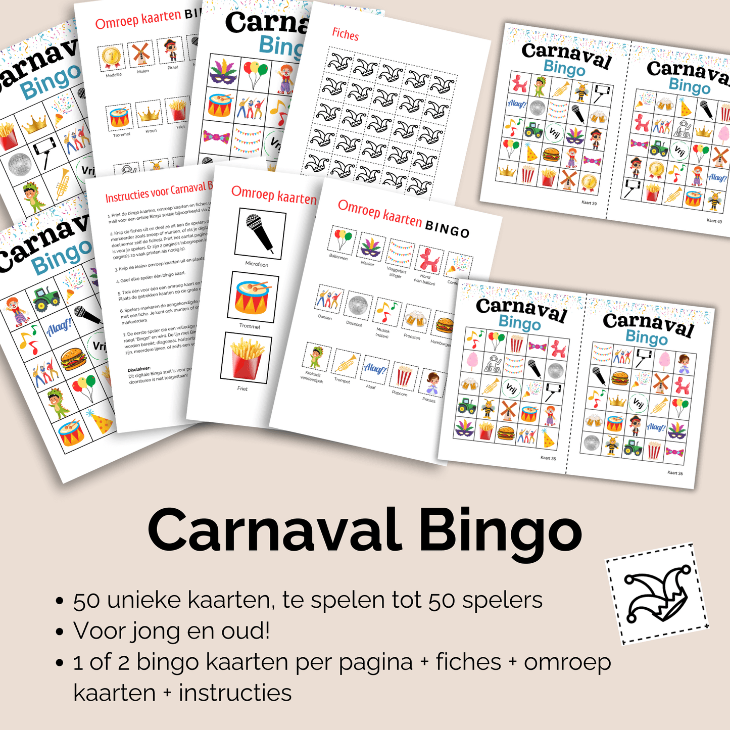 Digitale Carnavalsbingo – speel en beleef het feest thuis tot 50 personen