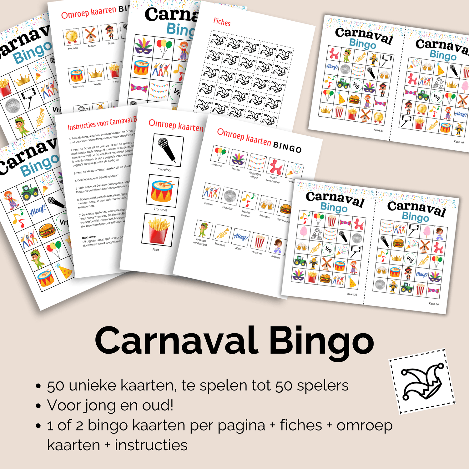 Digitale Carnavalsbingo – speel en beleef het feest thuis tot 50 personen