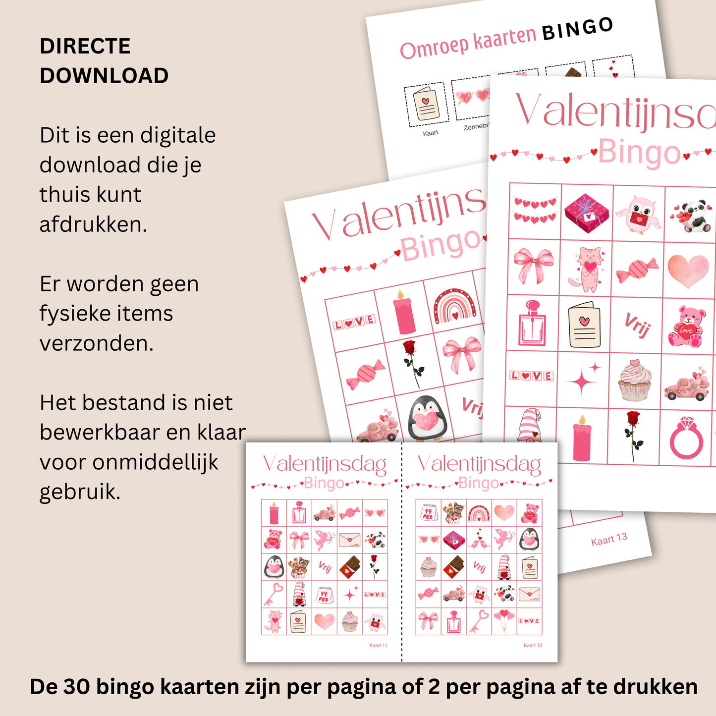 Speel Valentijnsbingo met vrolijke Valentijnsplaatjes  