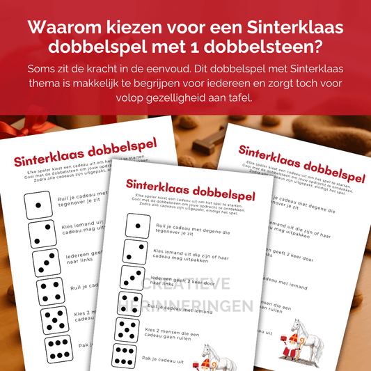 Te downloaden en printen Sinterklaas dobbelspel met 6 acties op 1 a4