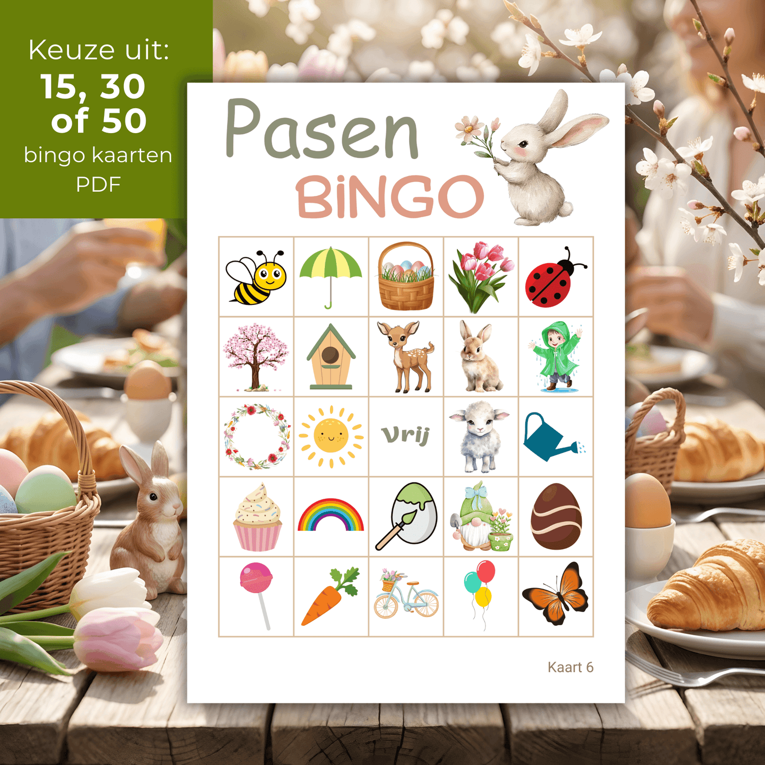 Eenvoudig te printen Paasbingo kaarten voor het hele gezin, familie en vrienden