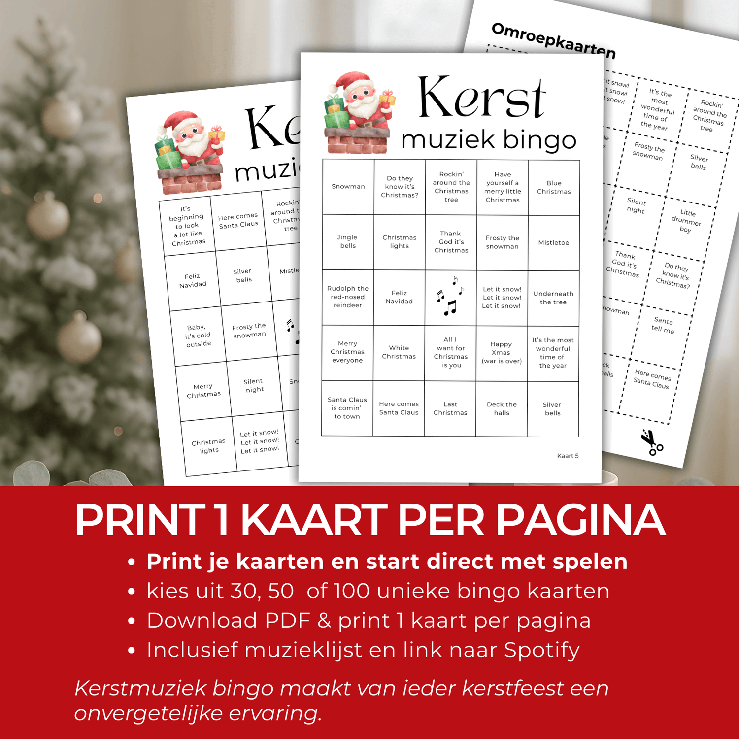 Extra plezier en genieten met de feestdagen met deze kerstmuziek bingo kaarten