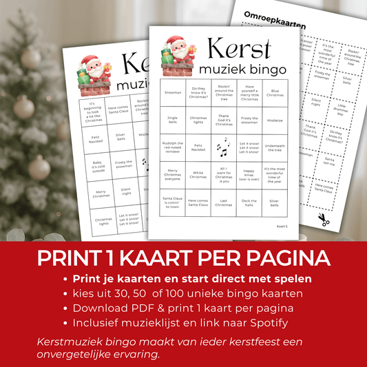Extra plezier en genieten met de feestdagen met deze kerstmuziek bingo kaarten