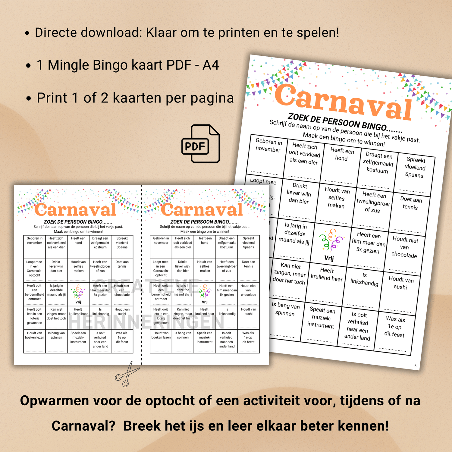 Gezellig Carnavalsfeest met de interactieve Carnval Mingle Bingo  