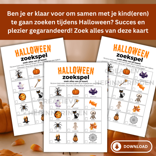 Leuk Halloween spelletje om binnen of buiten te zoeken, leuk voor kinderen