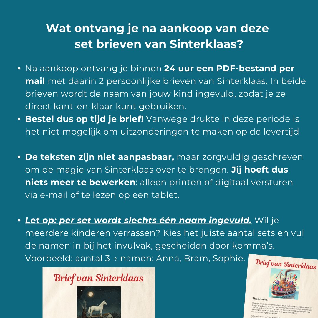 Persoonlijke brief van Sinterklaas voor een magische pakjesavond