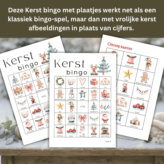 Gezellig kerst bingo spel voor kinderen en volwassenen om samen te spelen