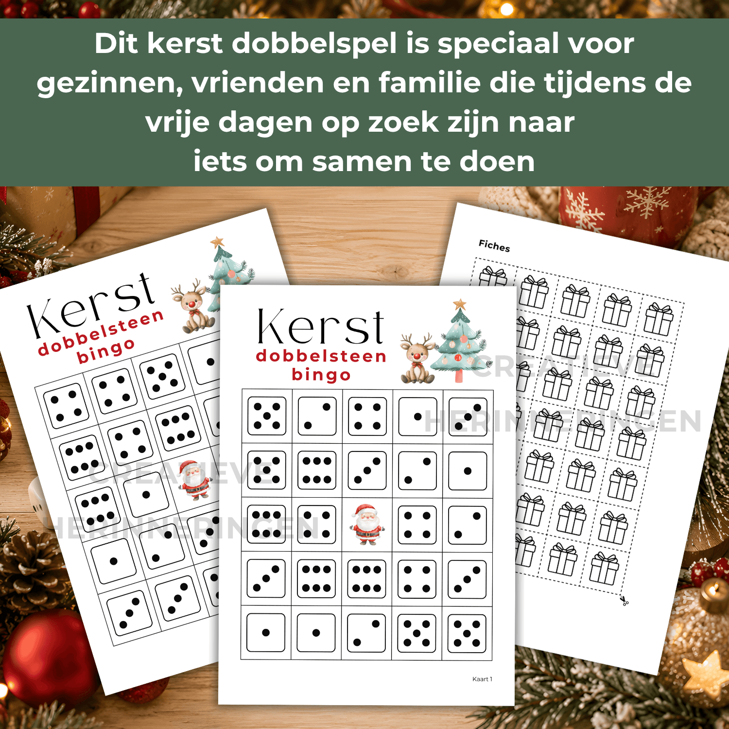 Kerst dobbelspel voor de feestdagen met gezin, familie en vrienden te spelen, tot 20 personen