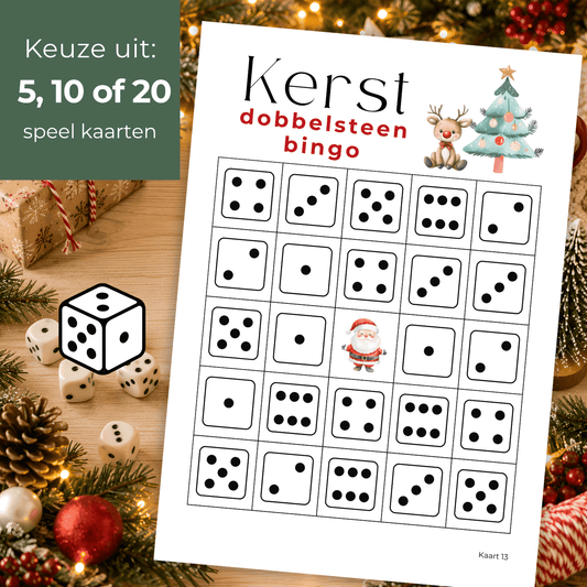 Kerst dobbelspel klaar om te printen voor gezellige dagen tijdens de kerstvakantie.