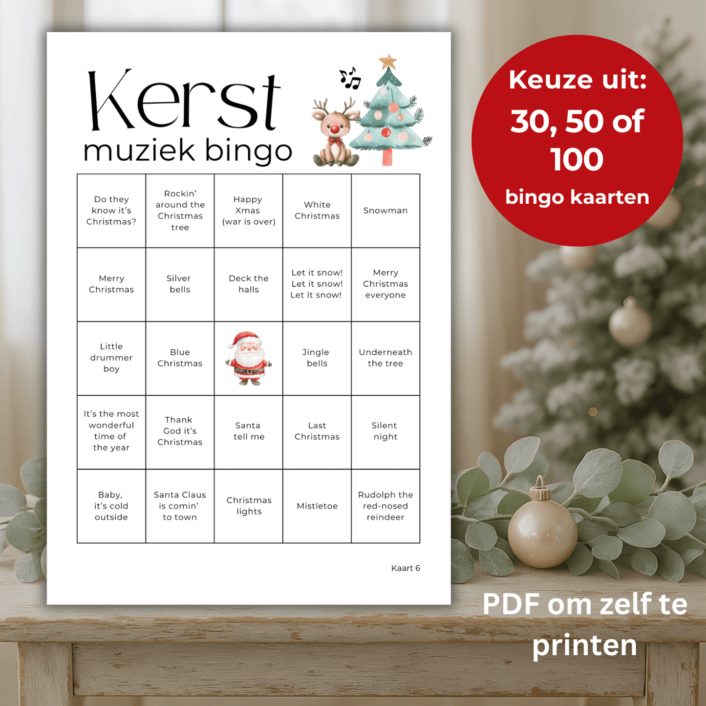 Speel deze muziek kerstbingo op kerstavond met het gezin, familie of vrienden