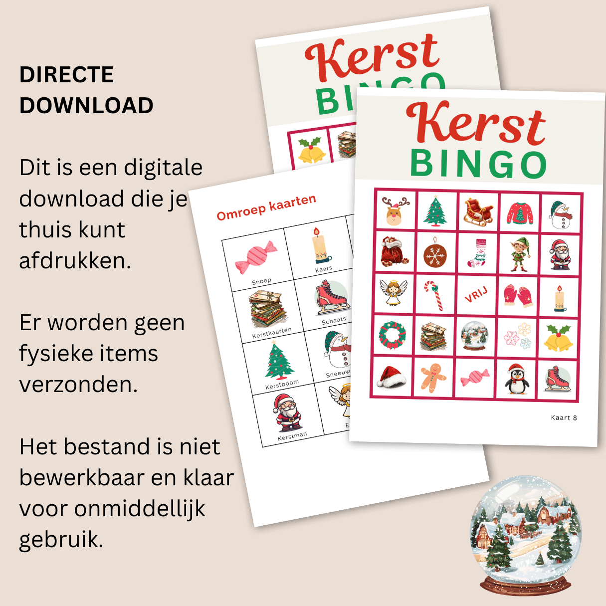 Download kerstbingo met 30 kaarten