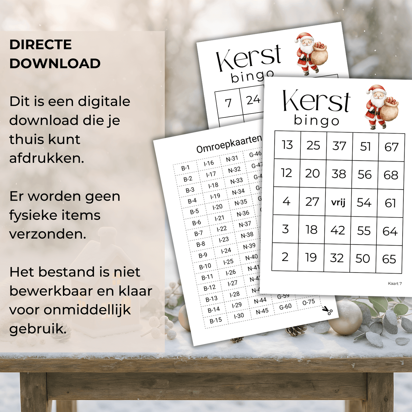 Kerstbingo met cijfers voor familie en vrienden