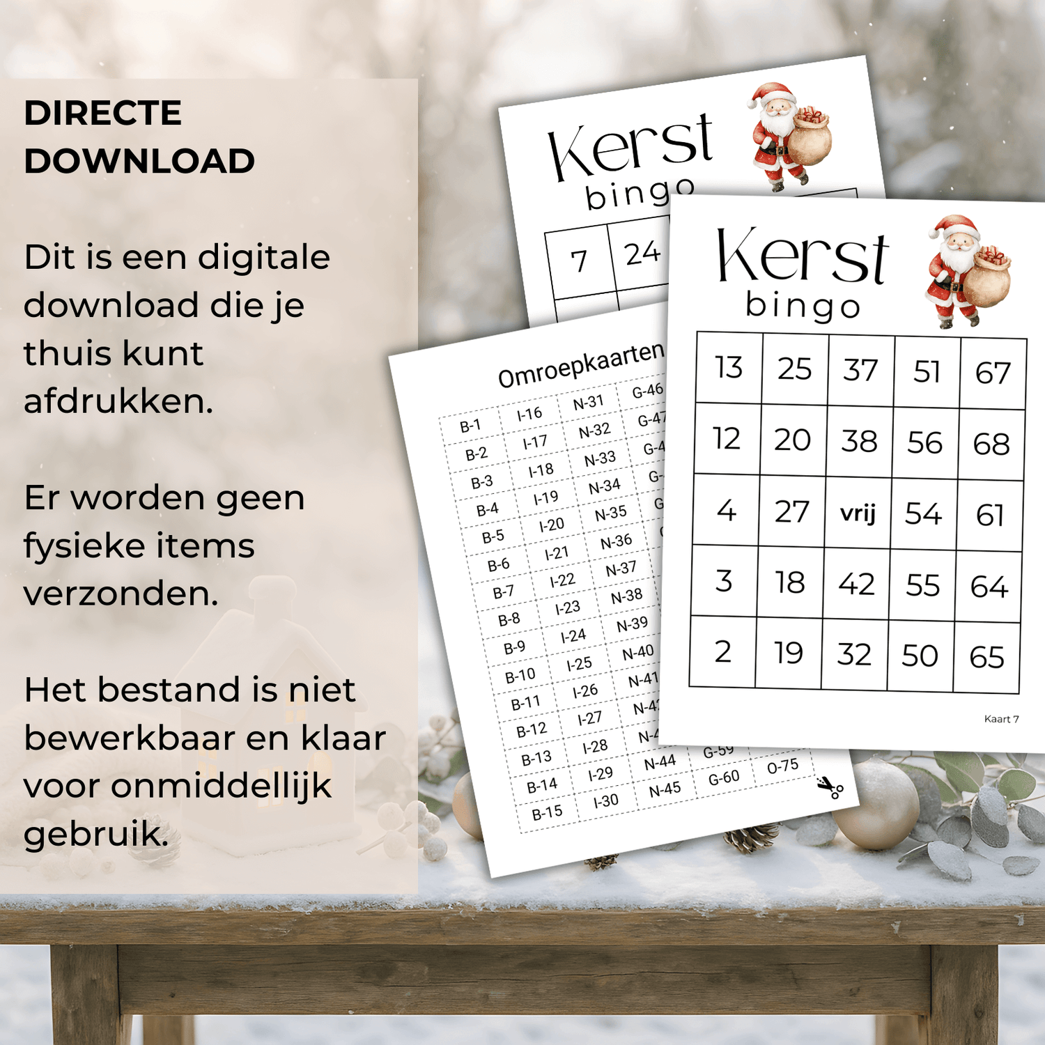 Kerstbingo met cijfers voor familie en vrienden