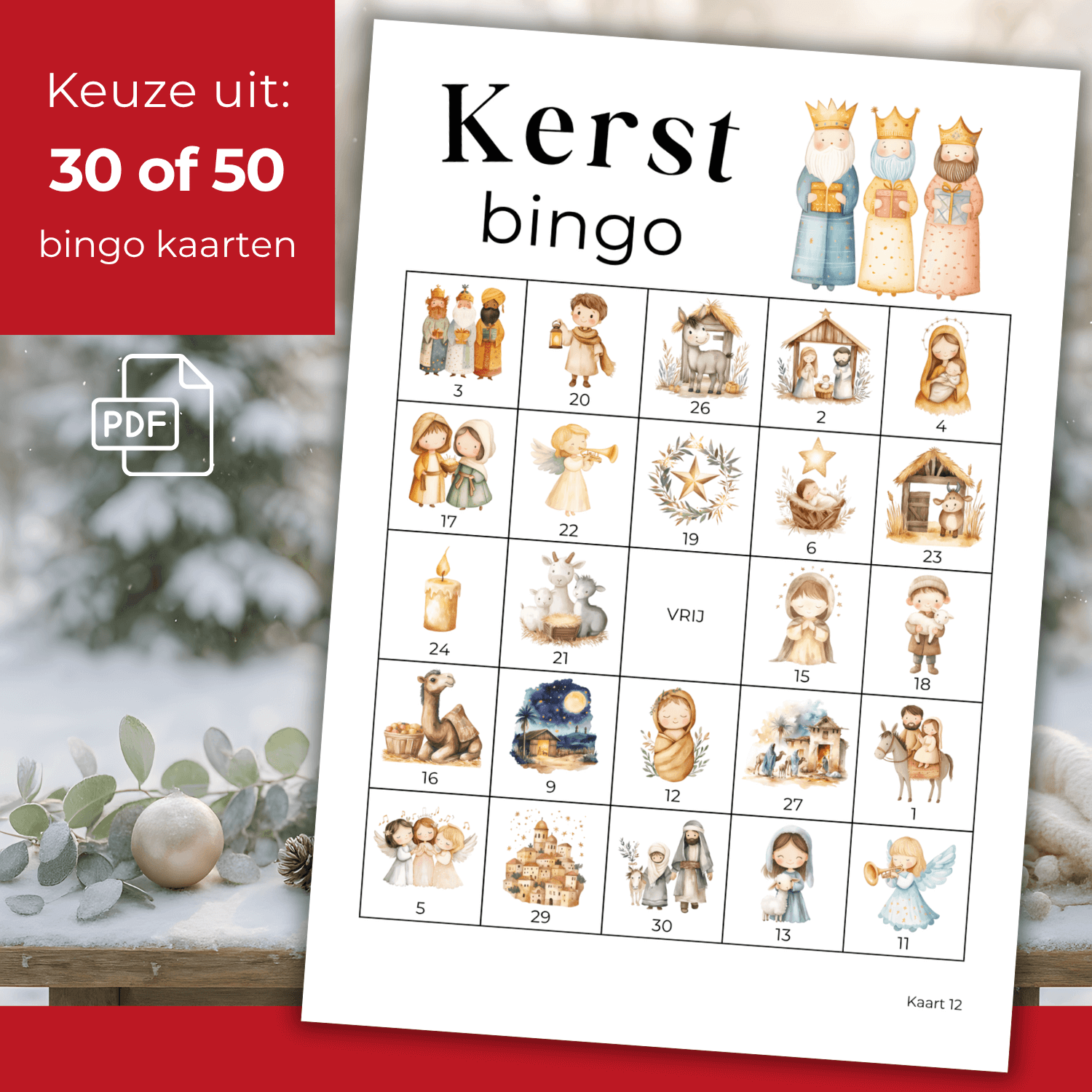 Kerstbingo verhaal met bijbelse figuren, betekenisvol kerstspel om samen te spelen