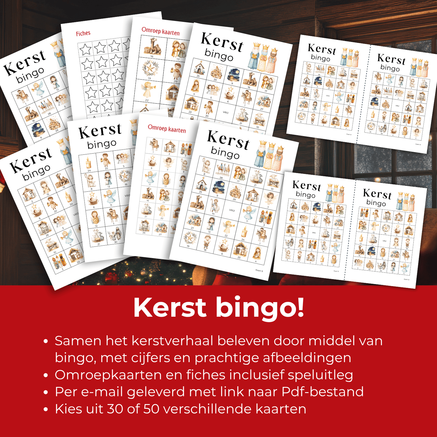 Kerstbingo verhaal kaarten om te printen en direct te gebruiken