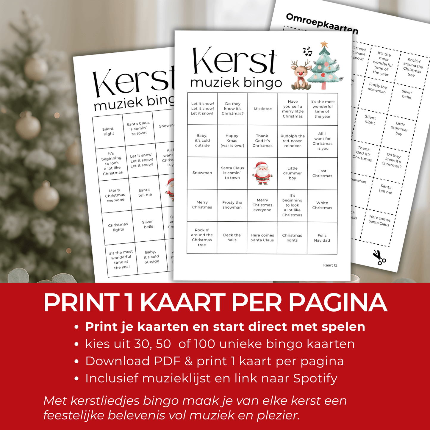 kerstliedjes bingo downloaden, printen en spelen voor het hele gezin