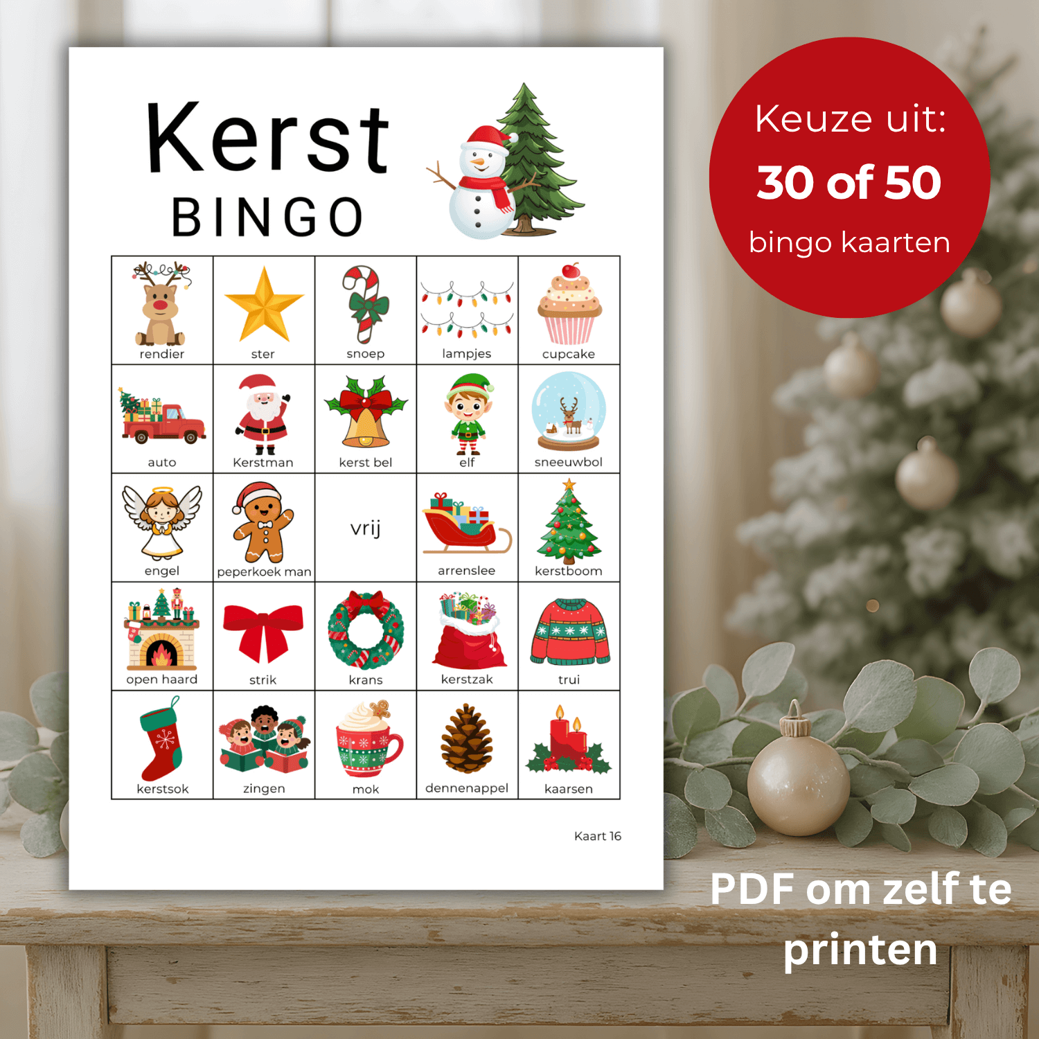 Kerstmis bingo voor kerstfeest of borrel met vrienden en familie