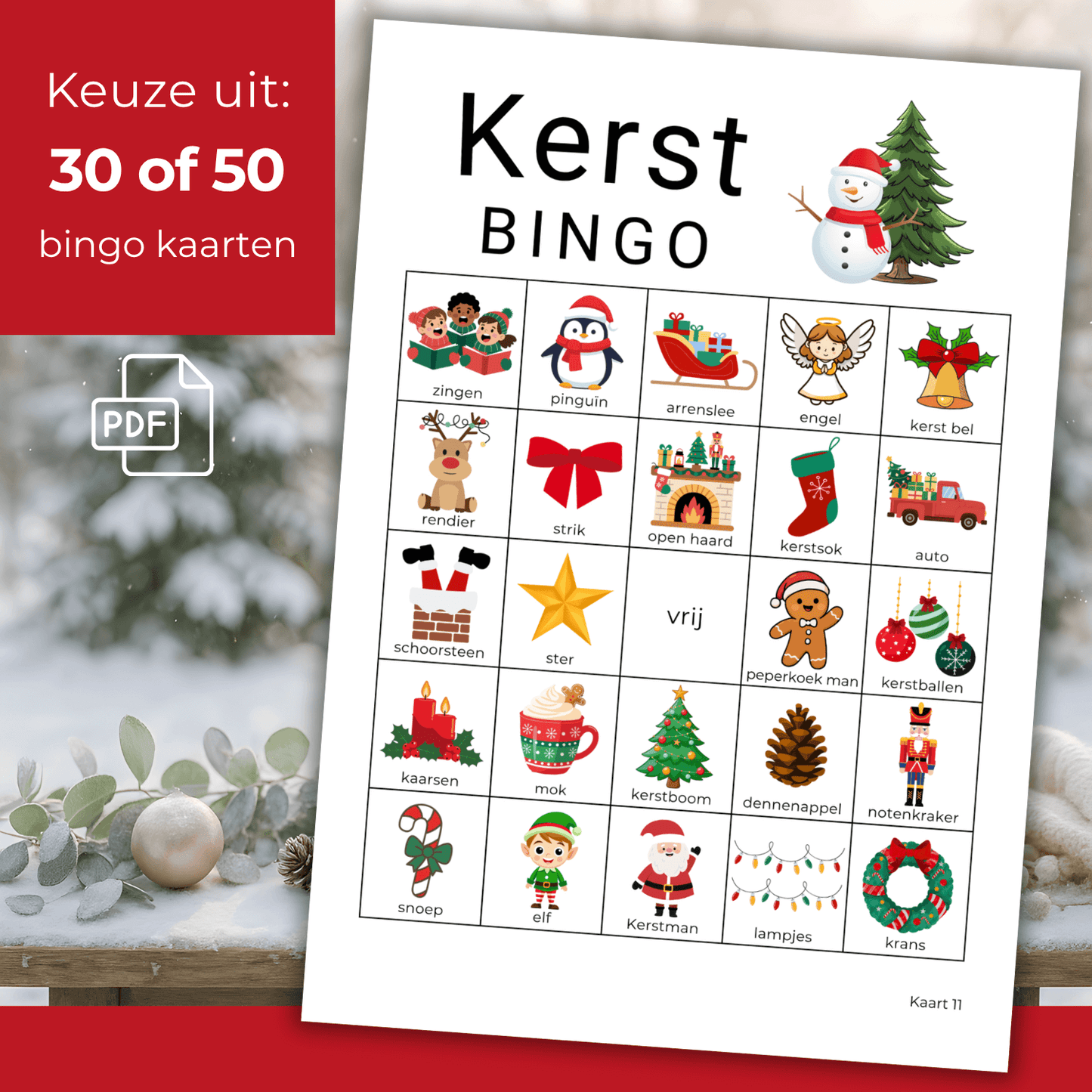 Kerstmis bingo voor familie en vrienden, gezellig samen spelen tijdens de feestdagen