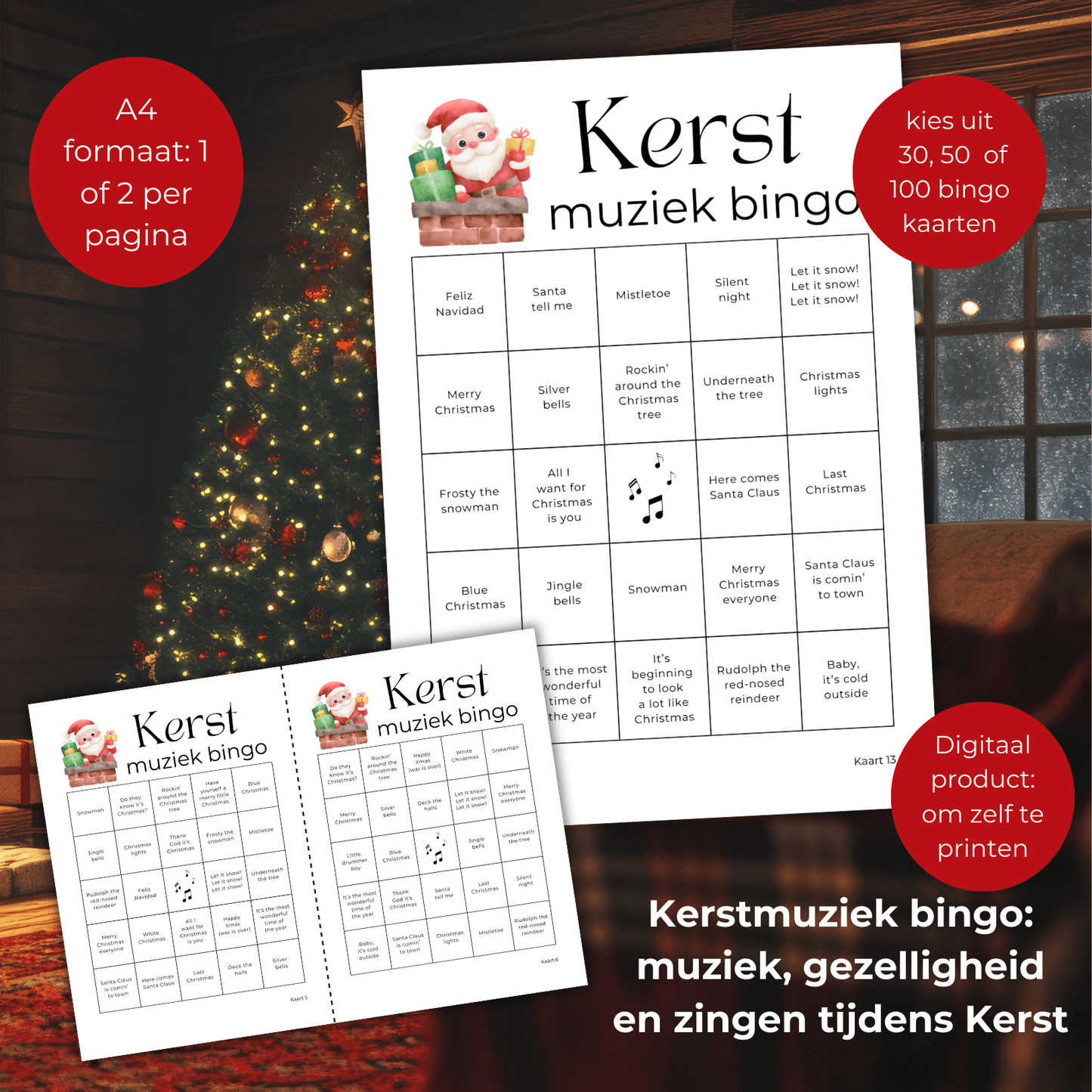 Speel kerstmuziek bingo tijdens een kerstfeest voor extra sfeer en plezier