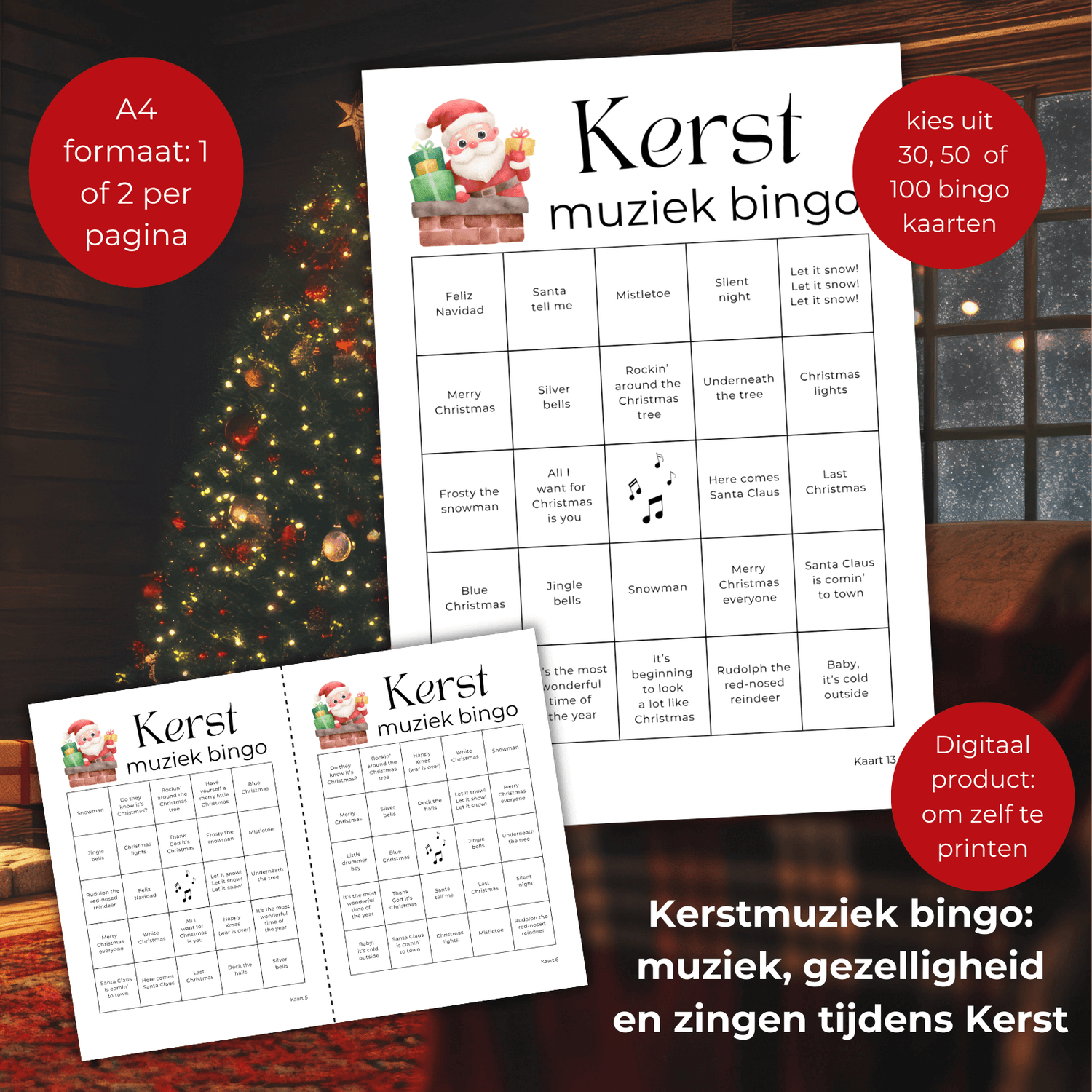 Speel kerstmuziek bingo tijdens een kerstfeest voor extra sfeer en plezier