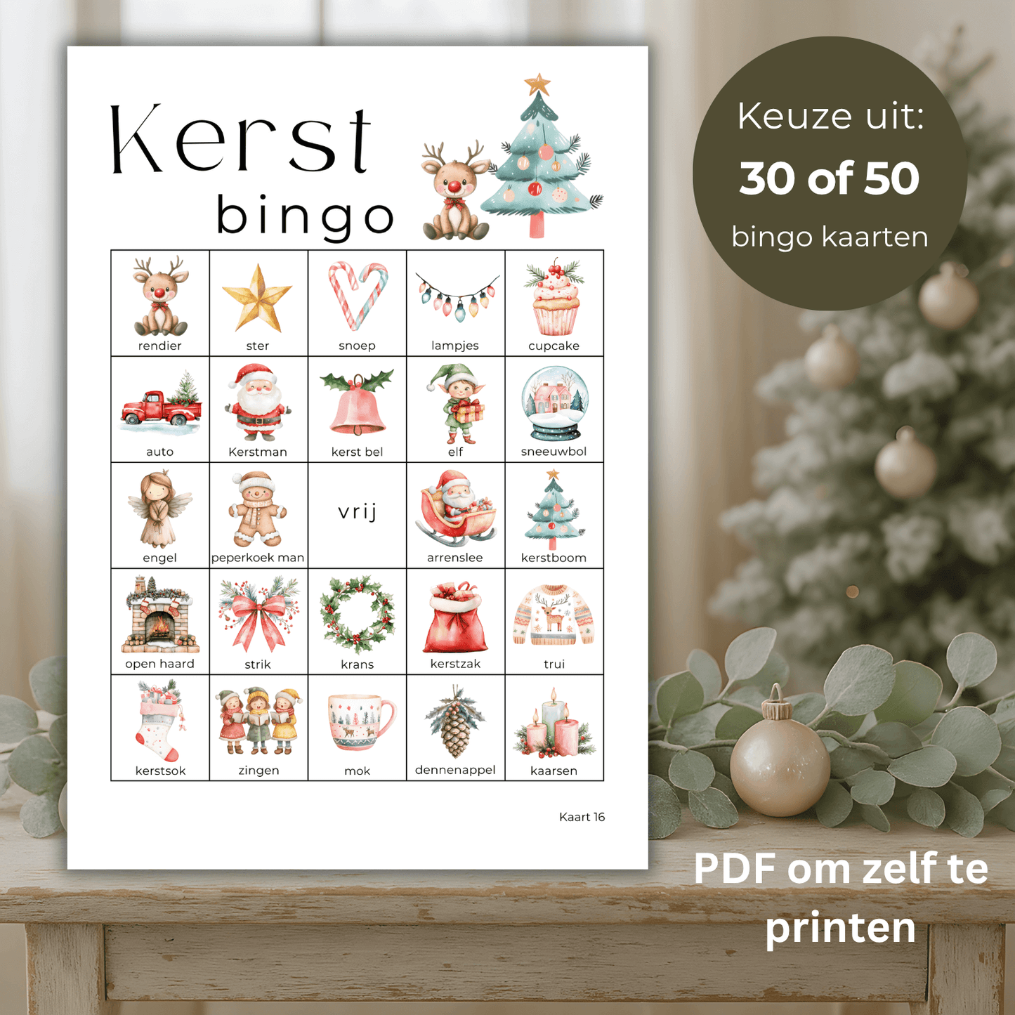 Vrolijke kerst bingo met printbare kaarten en feestelijke afbeeldingen