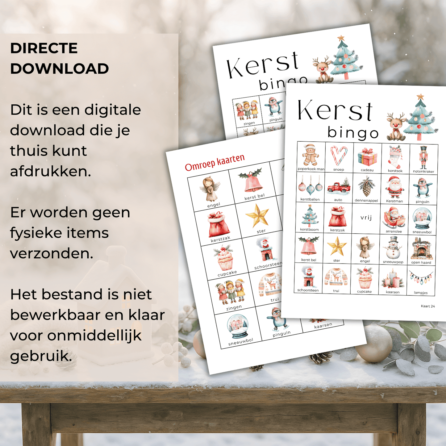 Kerst bingo met plaatjes – gezellig thuis spelen met familie of vrienden
