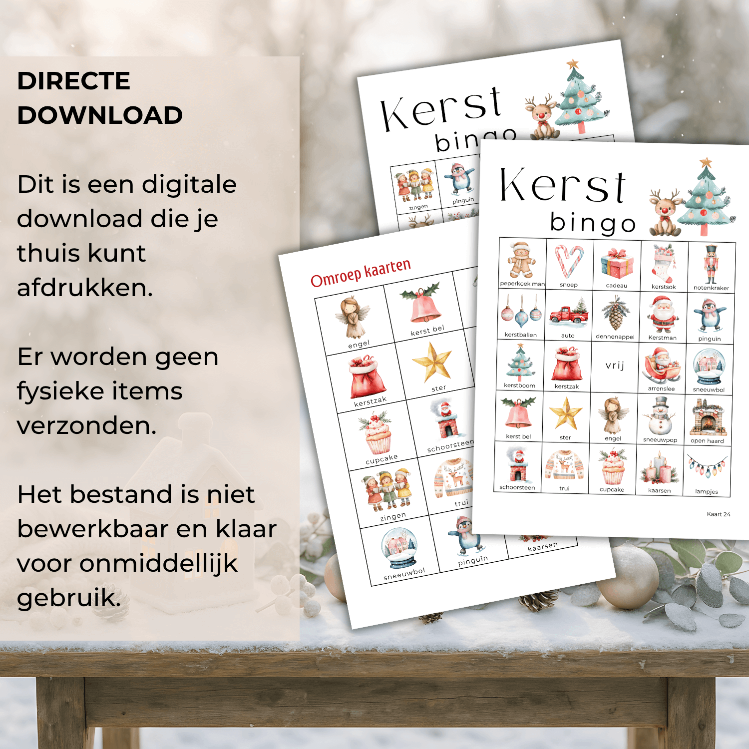Kerst bingo met plaatjes – gezellig thuis spelen met familie of vrienden
