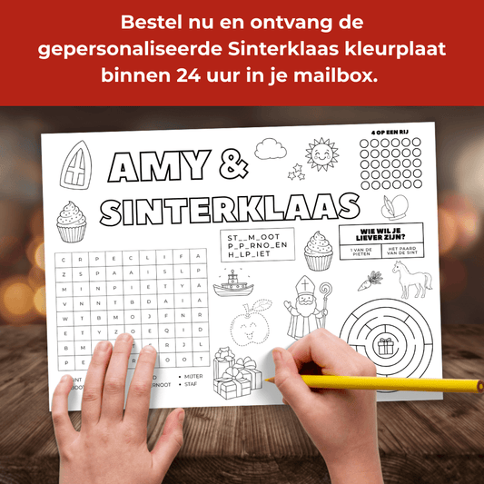 Unieke Sinterklaas kleurplaat met naam, zelf te printen