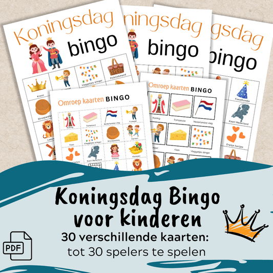 Spelletjes Koningsdag met kinder bingo, een leuk en leerzaam spel voor in de klas.