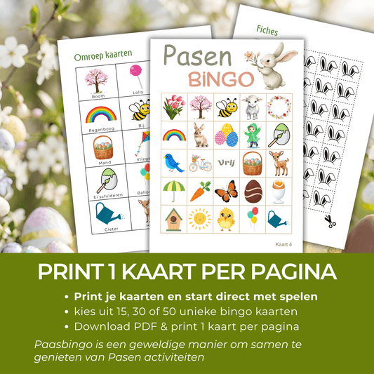 Speel Paasbingo om zelf te printen als PDF als leuke paasactiviteit met het gezin of familie en vrienden