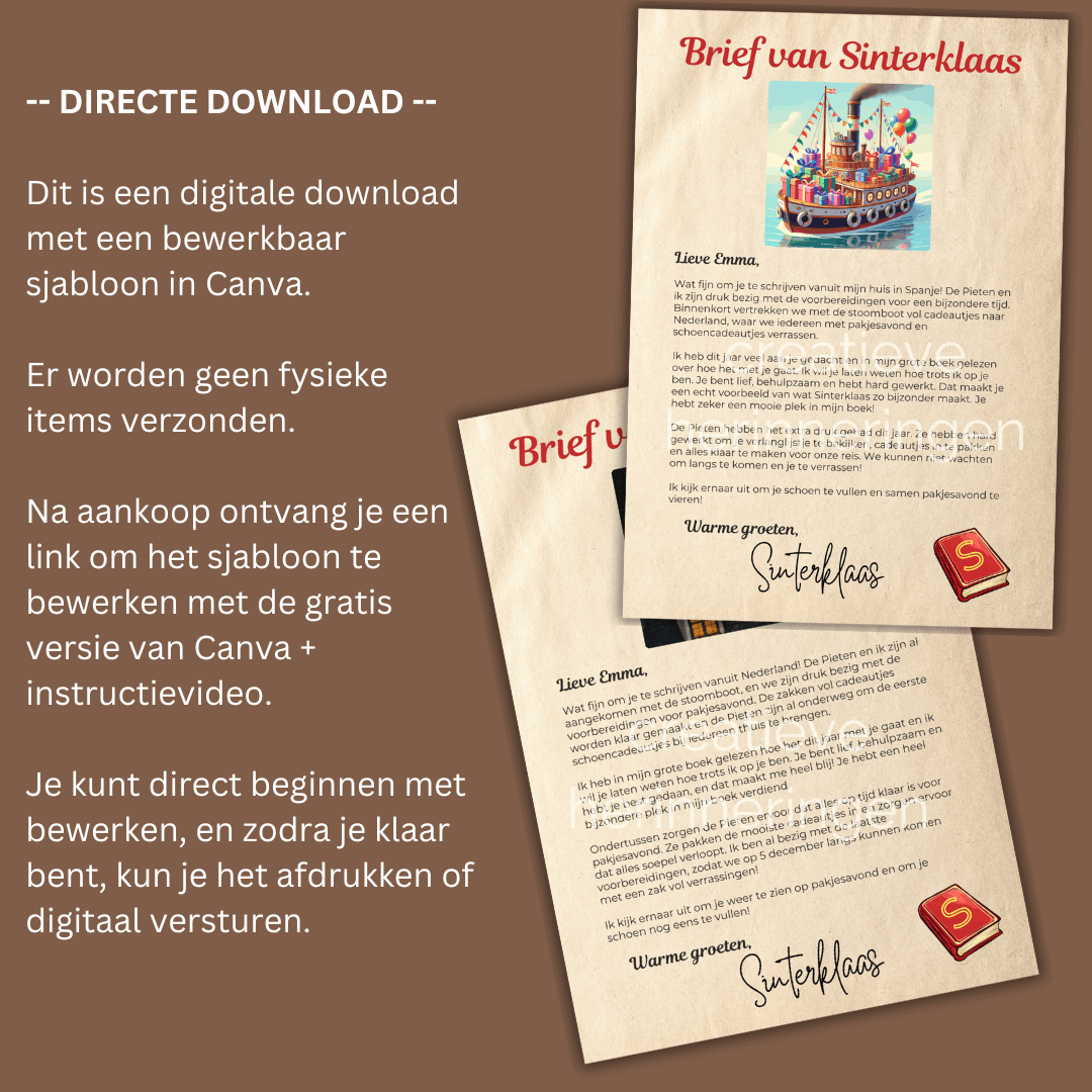 Maak zelf een brief van Sinterklaas voor je kind(eren) met dit sjabloon