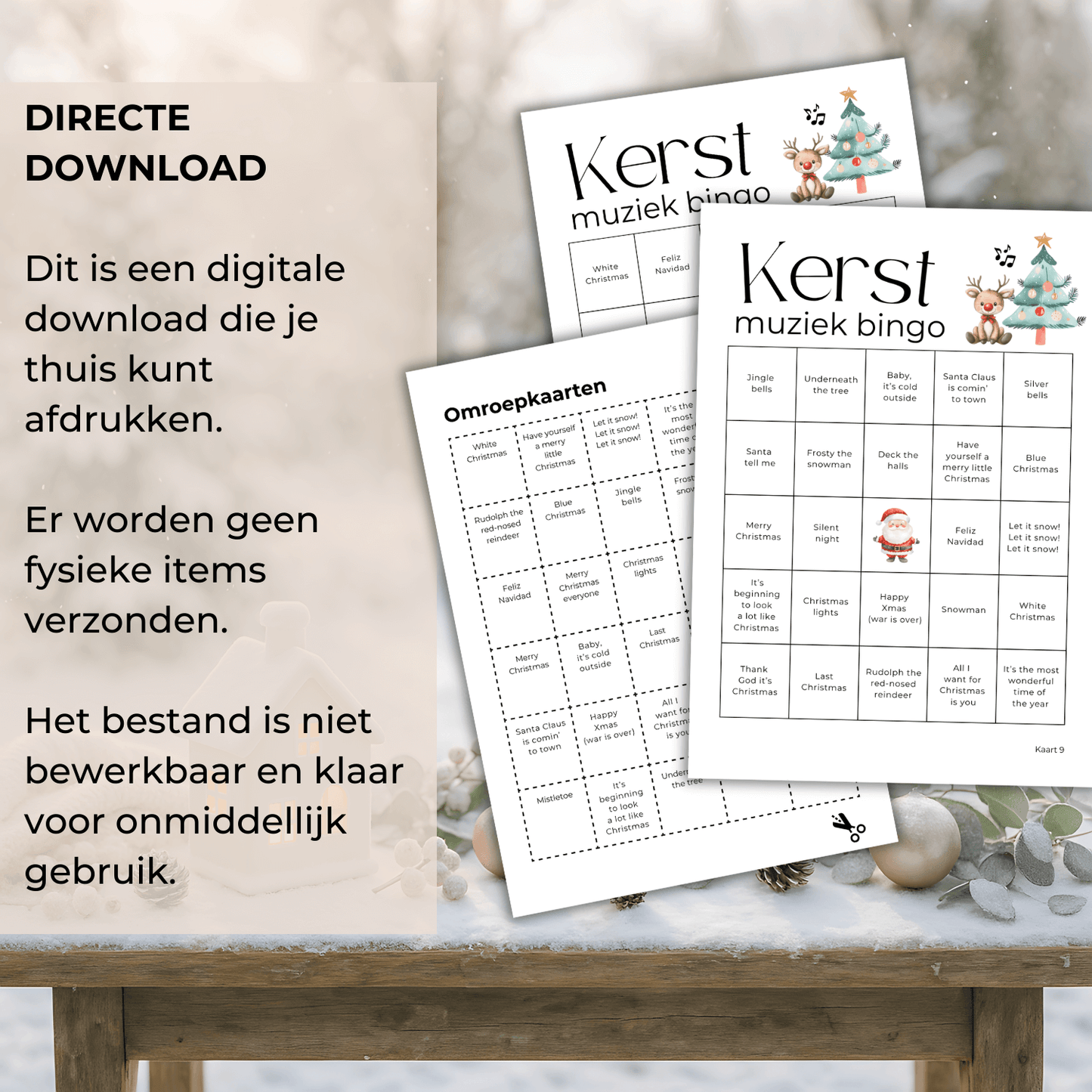 Muziek bingo voor de feestdagen, ideaal voor kerstavond met kerstliedjes