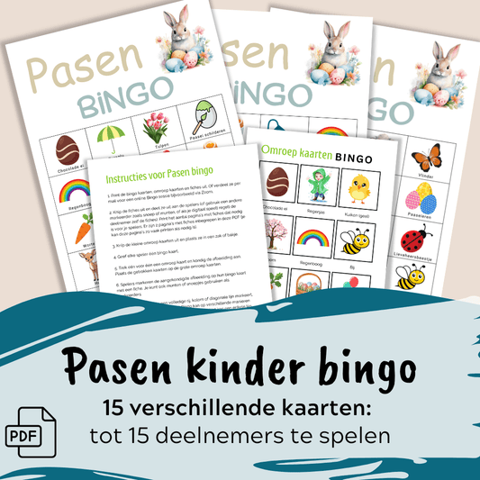 Download en print kinder Paas bingo kaarten: een leuke paas activiteit, 15 kaarten