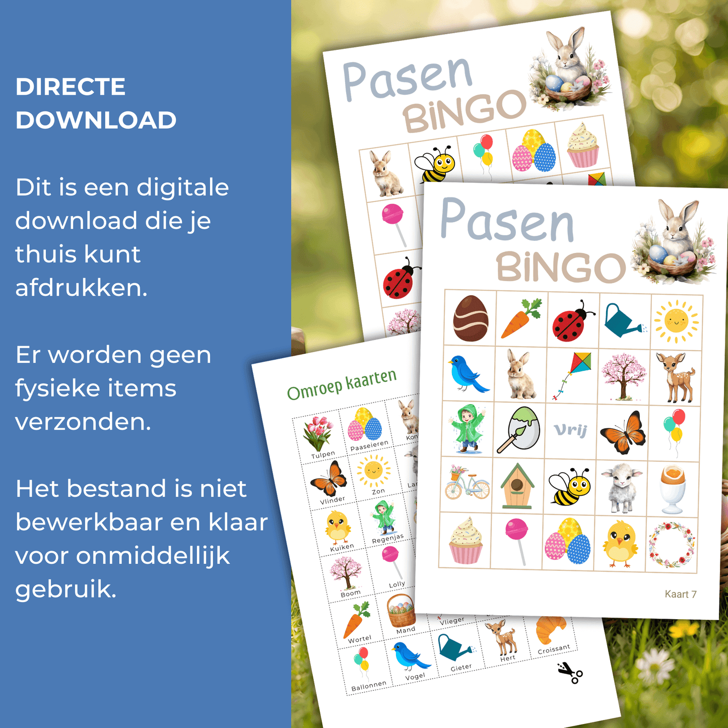 Eenvoudig te printen paas bingo kaarten, te spelen tot 50 spelers